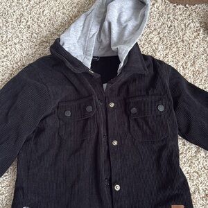 Little Bipsy Black Corduroy Jacket with Gray Hood